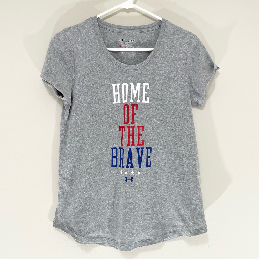 Under Armour Heat Gear Home of the Brave Patriotic 4th of July T-Shirt Size M